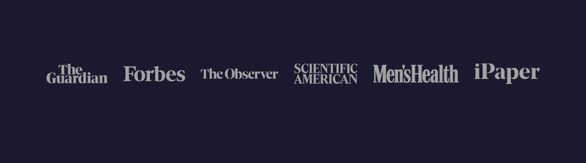 Press mastheads: The Guardian, Forbes, The Observer, Scientific American, Men's Health, iPaper
