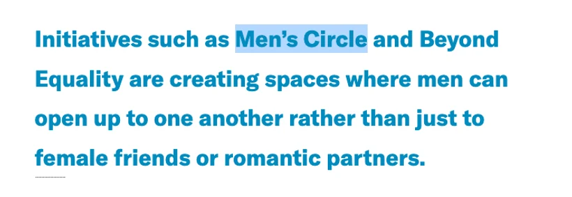 Scientific American pull-quote naming Men's Circle as a space where men open up to one another